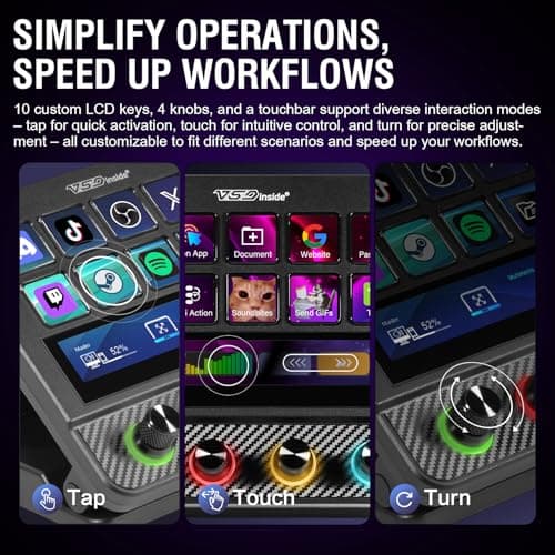 VSDINSIDE Macro Pad, Streaming Deck Stream Controller Soundboard Keypad, Programmable Keys USB Shortcut Keyboard for Gamer Streamer, Audio Mixer for OBS, YouTube, Office Desk Setup, PC, Mac — view 4