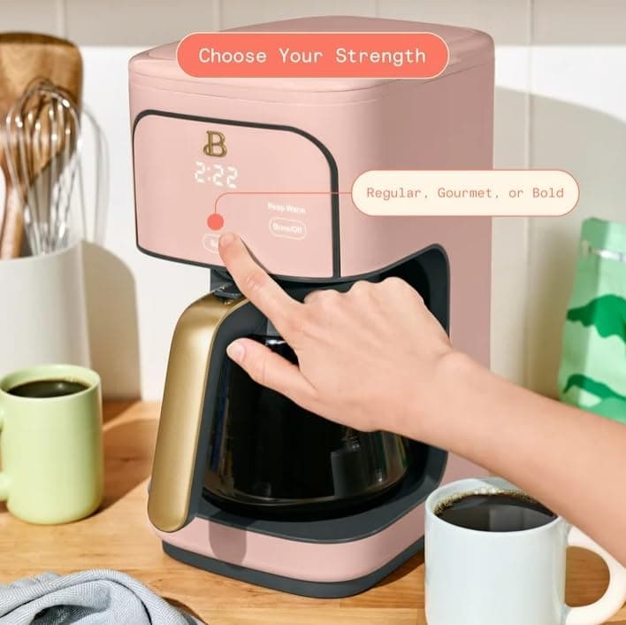 Beauti Coffee Maker 12 cup Programmable, Brewing Versatility, Advanced Programming, 1200 W, Keep Warm mode (Rose) — view 4