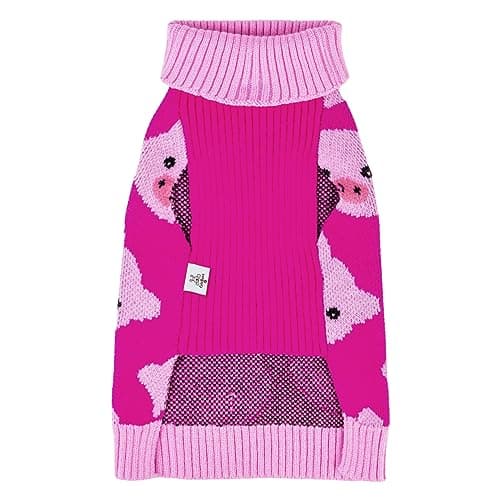 CuteBone Pink Pig Dog Sweater for Medium Dogs with Leash Hole — view 3