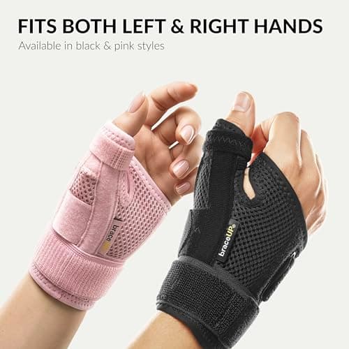 BraceUP Thumb Splint Brace Right Left Hand - Spica Splint, CMC Thumb Brace with Thumb Support, for Arthritis, Tendonitis, Carpal Tunnel Pain Relief and Thumb Sprain (Black)