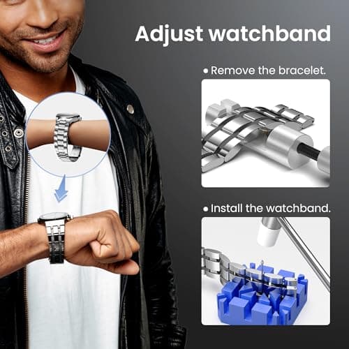 JOREST Watch Repair Kit, Battery Replacement, Link Pin Removal, Strap Adjustment Band Sizing, Screwdriver, Case Opener Back Remover, Spring Bar Tool — view 2
