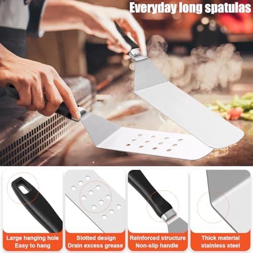 RINPIR 42pcs Griddle Accessories Kit for Blackstone, Flat Top Grill Spatula Set with Enlarged Spatulas, Melting Dome and Burger Press, Professional Hibachi Tools Gifts for Outdoor BBQ Teppanyaki — view 5