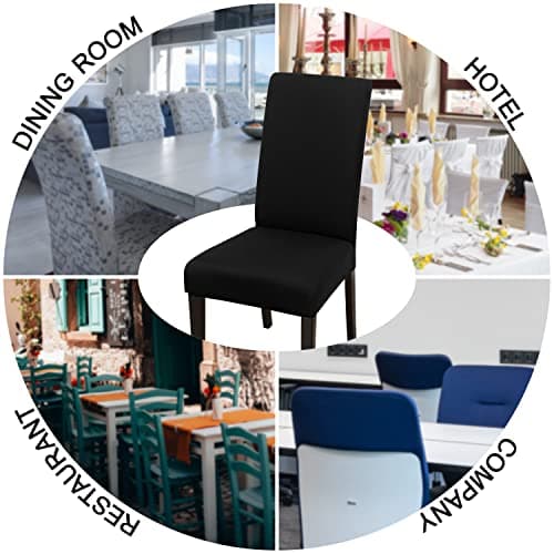 JQinHome High Stretch Removable Washable Chair Seat Protector Cover for Home Party Hotel Wedding (Pack of 6, Black) — view 7