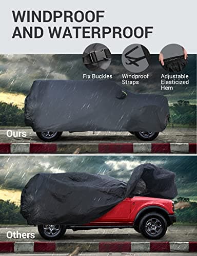Proadsy Car Cover Compatible with Ford Bronco 4 Door 2021-2025 6 Layers 210T Windproof All Weather Waterproof Sun Rain UV Dust Snow Protection Outdoor Covers — view 3