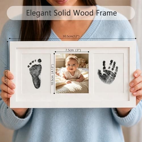 PewinGo Baby Handprint and Footprint Kit, Clean Touch Ink Pad, Skin-Safe Non-Toxic Mess-Free, Newborn 0-6 Months Memory Keepsake Frame,Nursery Decor & Baby Gift — view 3