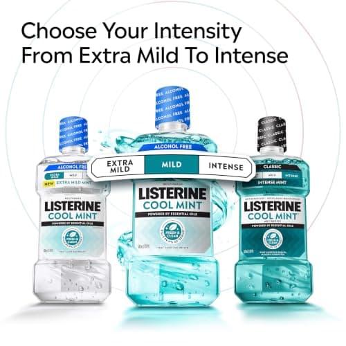 Listerine Cool Mint Alcohol-Free Mild Mouthwash, Oral Rinse Kills 99.9% of Germs that Cause Bad Breath, Less Intense Taste, Mild Mint Flavor, 1 L — view 7