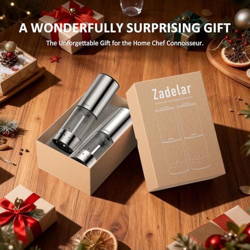 Rechargeable Electric salt and pepper grinder set with Storage Base,Automatic Refillable Salt and Pepper Shakers with LED Display,Upgraded Large Capacity,External Adjustable Coarseness for Mom Gifts — view 5