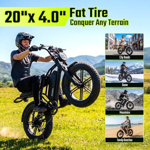 TST Electric Bike for Adults, 1500W Peak Motor, 20" x 4.0" Fat Tire E-Bike, 48V 15Ah Removable Battery, Dual Suspension & Disc Brakes, LCD & APP Control, for Commuting Off-Road — view 3