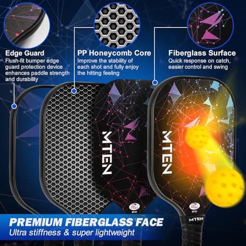 Pickleball Paddles Set of 2, USAPA Approved Fiberglass Surface Pickleball Set with 2 Rackets, 4 Balls,1 Portable Carry Bag,Pickle Ball Paddle Set ​for Men Women — view 2