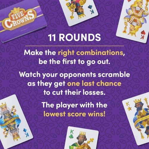 Five Crowns – Card Game for Kids and Adults, Travel and Family Game Night Favorite, The Game isn’t Over Until the Kings Go Wild, 5 Suited Rummy Style Card Game, 1-7 Players, Ages 8+ — view 3