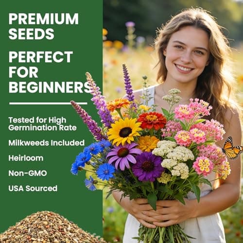 Milkweed Seeds for Monarch Butterflies – Wildflower Seeds Mix 18000+ Seeds (1.76 oz), Perennial Pollinator Garden Flowers, Attract Bees, Butterflies & Hummingbirds, Easy to Grow (1.76 oz) — view 5
