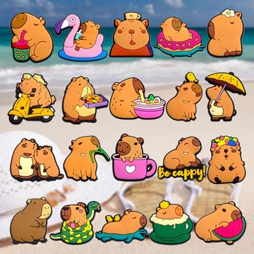 20PCS Capybara Shoe Charms for Clog,Cute Animals Shoe Decoration Charms for Women Men Adults,Trendy PVC Summer Beach Sandal Shoes Accessories Party Favors Birthday Gifts — view 5