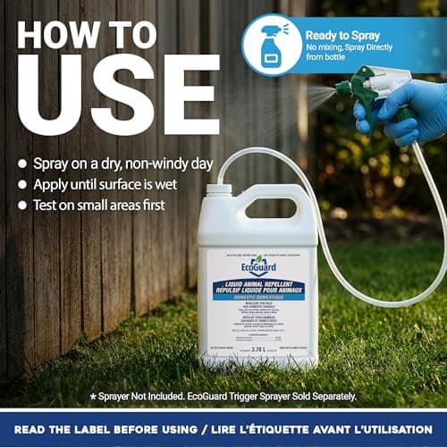 EcoGuard Home And Cottage Liquid Animal Repellent 3.78L | Bitter Anti Chew Spray with Bitrex, For Wild And Domestic Animals | Helps Deter Raccoons, Rabbits, Skunks, Squirrels, Coyotes, Mice, Rats And Other Nuisance Pests | Yard, Home & Garbage Protection | SPRAYER NOT INCLUDED — view 4