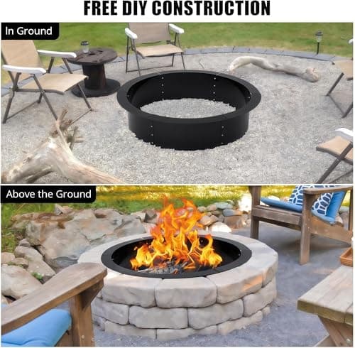 Garvee 36 in Smokeless Fire Pit Ring with Easy 8-Piece Iron Sheet Assembly, Optimized Ventilation for Full Wood Combustion, Weather-Resistant Painted Steel, Above-Ground or Underground for Camping, Ga — view 4
