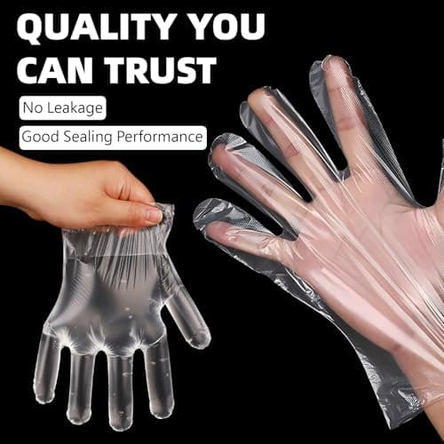 U‘NMEEE 100 PCS Disposable PE Gloves - Clear/White Plastic, Food Safe, Latex-Free, Powder-Free - Kitchen, Cooking, Cleaning, Food Handling, Pet Handling, Multipurpose Household — view 3