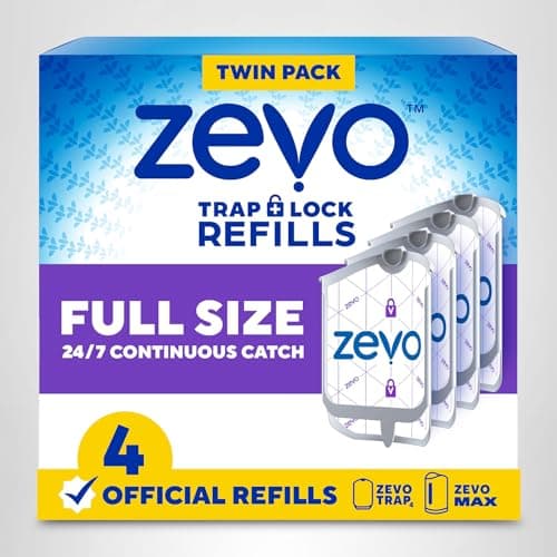 Zevo Flying Insect Trap Official Refill Cartridges - Fits Zevo Trap and MAX Indoor Fly Trap, Trap+Lock Technology Fly Trap Refill for Gnats, House Flies & Fruit Flies (4 Official Refill Cartridges) — view 9