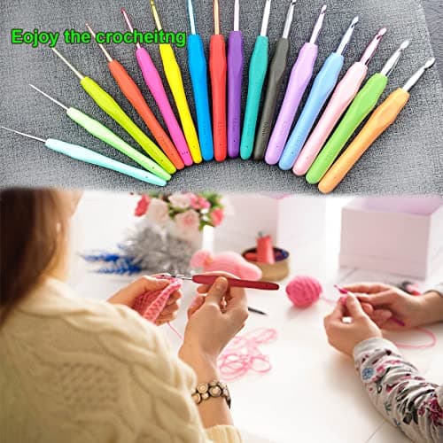 Hobekoee 0.5mm Lace Crochet Hook Ergonomic Handle for Arthritic Hands Soft & Smooth Knitting Needles for Beginners and Crocheting Yarn — view 5