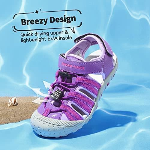 DREAM PAIRS Kids Sandals Toddler Girls & Boys Summer Outdoor Athletic Sport Sandals for Toddler/Little Kids/Big Kids,Size 6 Toddler,All Purple,171111-K — view 5