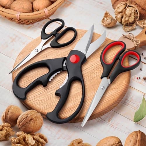 Kitchen Shears Set - QtoiKce Kitchen Scissors 3 Pack All Purpose Poultry Shears,Stainless Steel Sharp Utility Cooking Scissors for Home — view 5