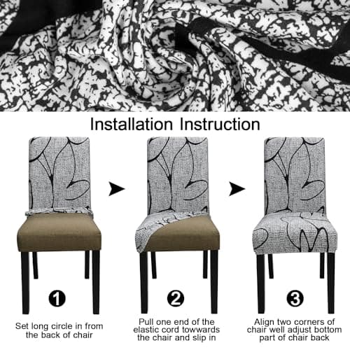 Keyroal Dining Room Chair Covers Set of 6, Stretch Printed Parsons Chair Slipcovers Spandex Removable Washable Kitchen Chair Protector Cover for Dining Room, Hotel, Ceremony — view 5