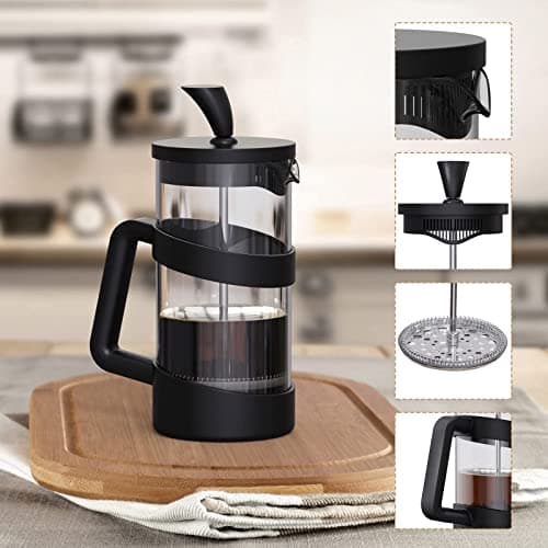 RAINBEAN Mini French Press Coffee Maker, 12 oz, Camping Coffee Press Pot, Small French Press, Tea and Frothed Milk Press (Black, 12 oz) — view 6