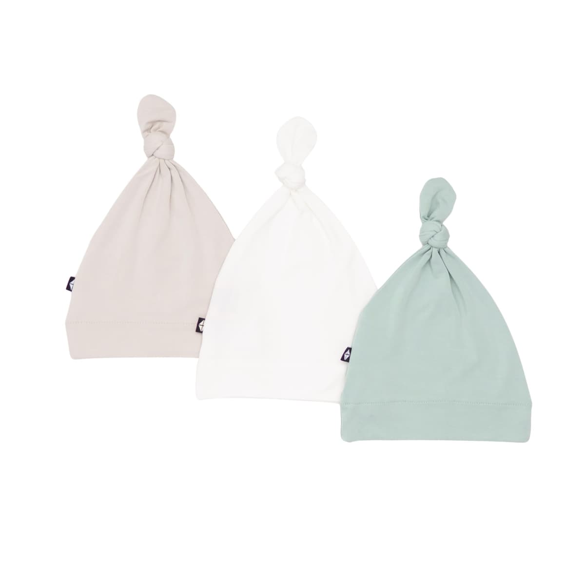 KYTE BABY Bamboo Baby Beanie Hats - Super Soft Knotted Caps Available in Pattern and Solid Colors - 3 Pack, Midnight/Cloud/Wheat, 3 Months — view 10