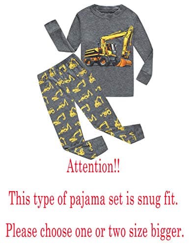 Family Feeling Excavator Little Boys Long Sleeve Pajamas Sets Cotton Pyjamas Kids Pjs Size 5 Grey — view 2