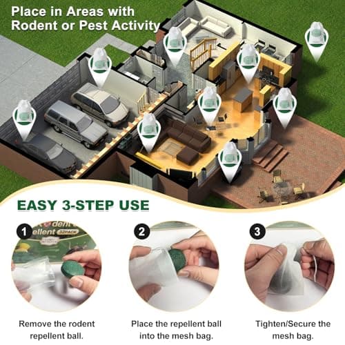 HLISIS 32PCS Mouse Rodent Repellent, Natural Mouse Repellent Peppermint Oil for Mice, Rats, Squirrels, Spiders and Pests, Keeps Pests Away Effectively from Garden & Home (Peppermint) — view 5