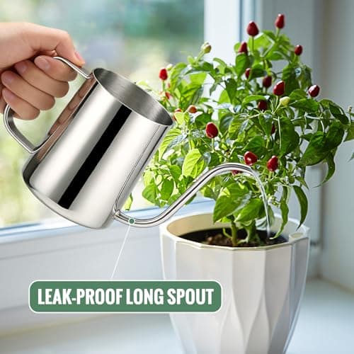 Roamall Small Watering Can for Indoor Plants - 20 oz Mini Indoor Watering Can with Long Spout Gooseneck Rust-Proof Stainless Steel Tiny Watering Kettle for Small Plants — view 3