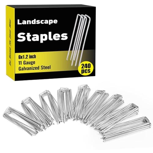HongWay 240 Pack 6 Inch Landscape Staples, Garden Stakes Galvanized Tent Stakes Heavy Duty 11 Gauge SOD Landscaping Fabric Pins Yard Ground Lawn Staples for Plant Cover, Turf, Fence, Grass Decoration