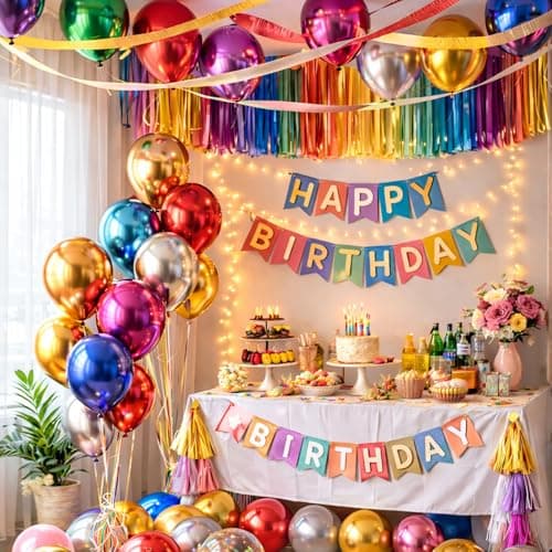 5 Inch Metallic Balloons (100 Pack) – Assorted Shiny Latex Party Balloons for Birthday, Baby Shower, Wedding & Event Decorations – Air & Helium Compatible