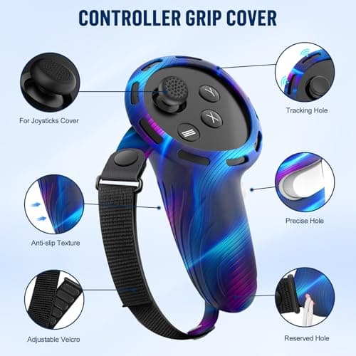 Silicone Cover Set Compatible with Meta/Oculus Quest 3s Accessories, Silicone Face Cover, Controller Grip Cover, Camera Lens Protector, VR Shell Cover, Protective Lens Cover, Not Fit Quest 3 — view 2