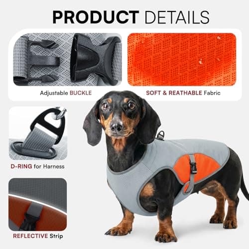 Preferhouse Dog Cooling Vest for Medium Dogs, Dog Cooling Jacket with Mesh and D Ring, Pet Reflective Stripe Jacket for Summer, Orange-M