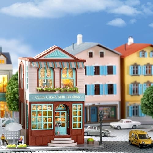Roroom DIY Miniature and Furniture Dollhouse Kit,Mini 3D Wooden Doll House Craft Model with LED,Creative Room Idea for Valentine's Day Birthday Gift(ManXing Dessert Shop-D013) — view 5