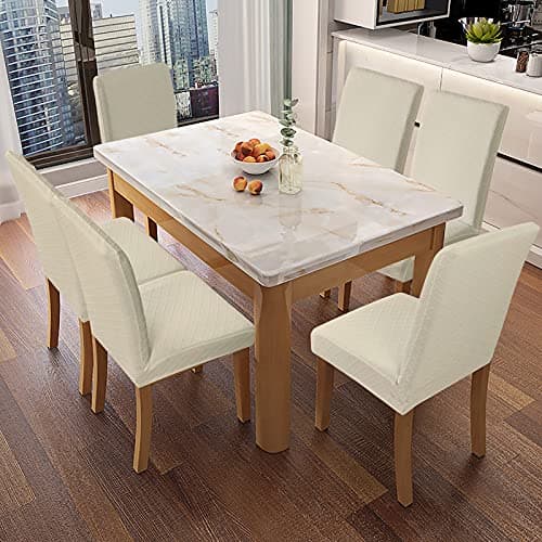 Genina Waterproof Chair Covers for Dining Room Dining Chair Covers Kitchen Parsons Chair Covers (Beige, 4 PCS)