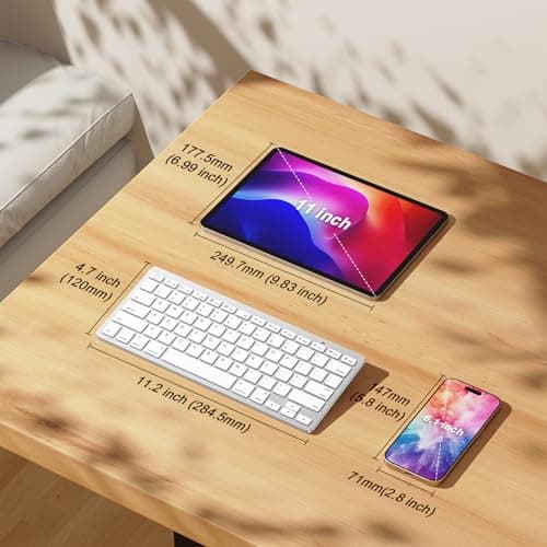 OMOTON Ultra-Slim Bluetooth Keyboard for iPad 11th/10th/9th/8th/7th, iPad Pro/Air/Mini and iPhone Series, Wireless iOS Keyboard with 12 Multimedia Keys for Office, Home, Travel, School, White — view 2
