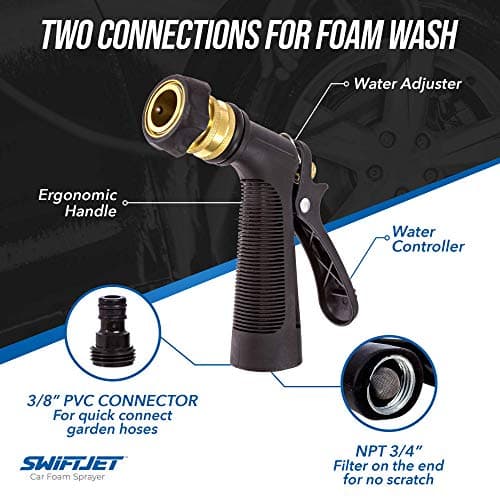 SwiftJet Car Wash Foam Gun + Microfiber Wash Mitt - Foam Cannon Works with Any Soap - Garden Hose Car Foam Sprayer - Car Wash Kit - Car Accessories Foam Blaster (Orange Foam Gun with Mitt) — view 4