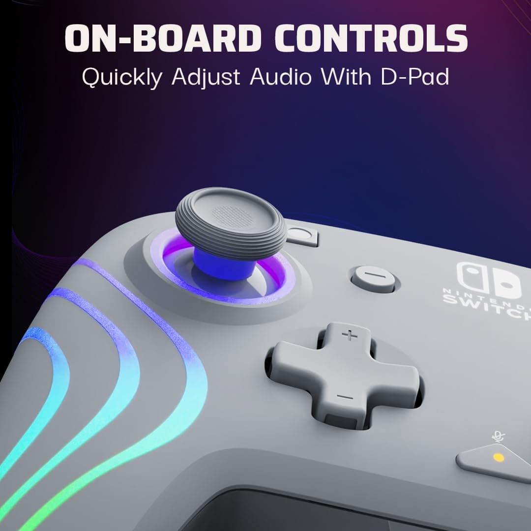 PDP Official Switch Afterglow Wave Wired Controller - Grey — view 4