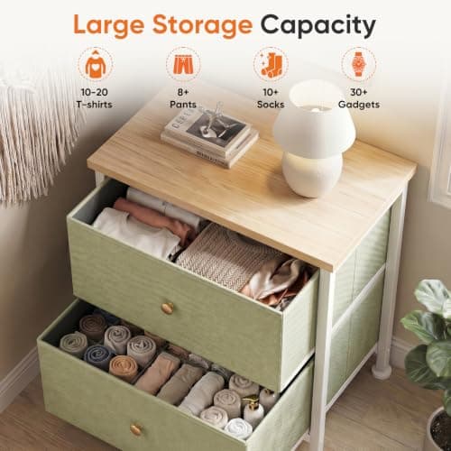 Sweetcrispy Nightstand with 2 Storage Drawers, Small Bedside Table — view 3