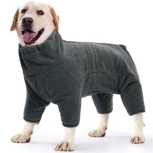 ROZKITCH XL Dog Pajamas, Pet Windproof Warm Cold Weather Jacket Vest Cozy Jumpsuit Apparel Outfit Clothes for Small Medium Large Dog Walking Hiking Sleep Grey XL