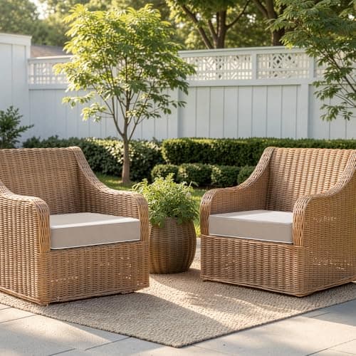 MIULEE Beige Outdoor Chair Cushions Set of 2, 19x19x3 Inch Waterproof Patio Seat Cushions for Outdoor Furniture Couch Sofa, 3 Year Color Fastness High Density Foam with Adjustable Ties