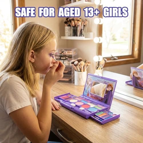 Disney Frozen Kid Makeup Set for Girls with Mirror Includes 14 lip glosses, 4 Body Shines,6 Brushes Make Up Beauty Kit Box Set for Girls Kids Tweens by Townley Girl — view 5