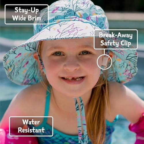 Jan & Jul Toddler Girl Beach Sun-Hat with Adjustable Strap (L: 2-5 Years, Lavender) — view 2
