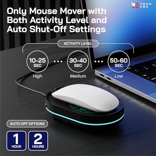 TECH8 USA Undetectable Mouse Mover Jiggler with Ambient Glow Ring and Hologram Disc for Laptops, PC, No Software, Random Movement, Designed, Patented and Trademarked in USA - 3D Hologram Alien — view 3