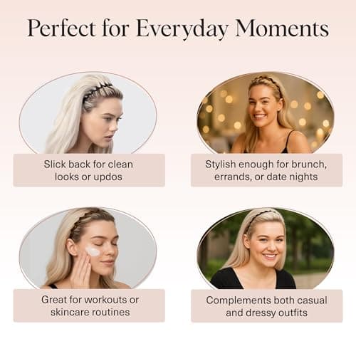 Kitsch Zig Zag Headbands for Women – Fashion Accessories for Slicked Back Styles - Comfortable Wavy Headbands | Comb Headband with Teeth | Ideal Gifts for Women - Black and Tortoise - 2 pcs — view 5