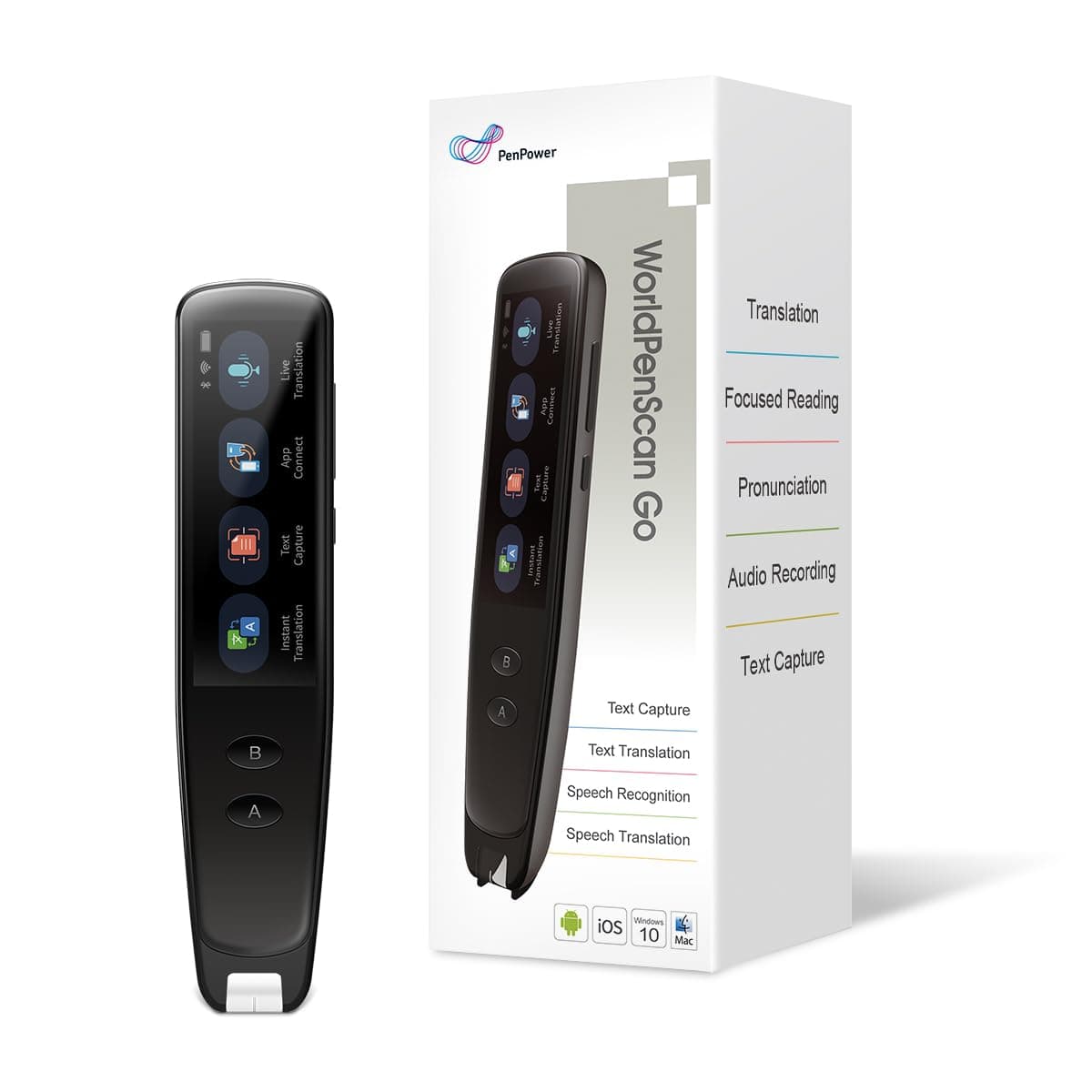 PenPower WorldPenScan Go Digital Highlighter, Reading Pen and Multilingual Language Portable Translator. Speech/Scan-to-Text, Speech/Scan to translate All in one