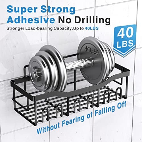 EUDELE Adhesive Shower Caddy, 5 Pack Rustproof Stainless Steel Bath Organizers With Large Capacity, No Drilling Shelves for Bathroom Storage & Home Decor — view 3