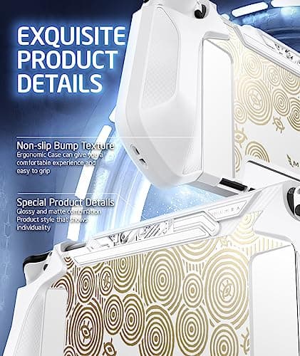 Mumba Dockable Case for Switch OLED 2021, [Blade Series] TPU Grip Protective Cover Accessories Compatible with Nintendo Switch OLED 7 Inch and Joy-Con Controller (White/Gold) — view 5