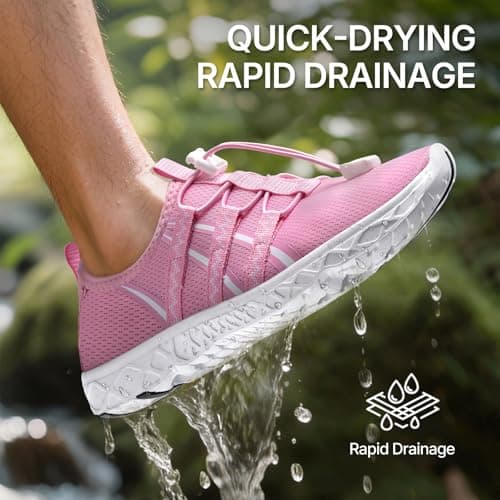 ATHMILE Water Shoes for Women Men Swimming Quick-Dry Adult Barefoot Lightweight Breathable Aqua Shoes for Beach Swim Camping Surf Boat Hiking Kayak Peach Pink — view 3