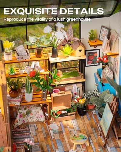 Rolife Dollhouse DIY Miniature Room Kit-Handmade Green House-Home Decoration-Miniature Model to Build-Christmas Birthday Gifts for Boys Girls Women Friends (Cathy's Flower House) — view 2